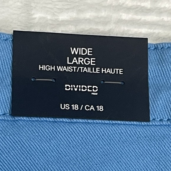 NWT H&M Divided Wide Leg High Waist Blue Pants Jeans Denim Women's Size 18 - Picture 4 of 10